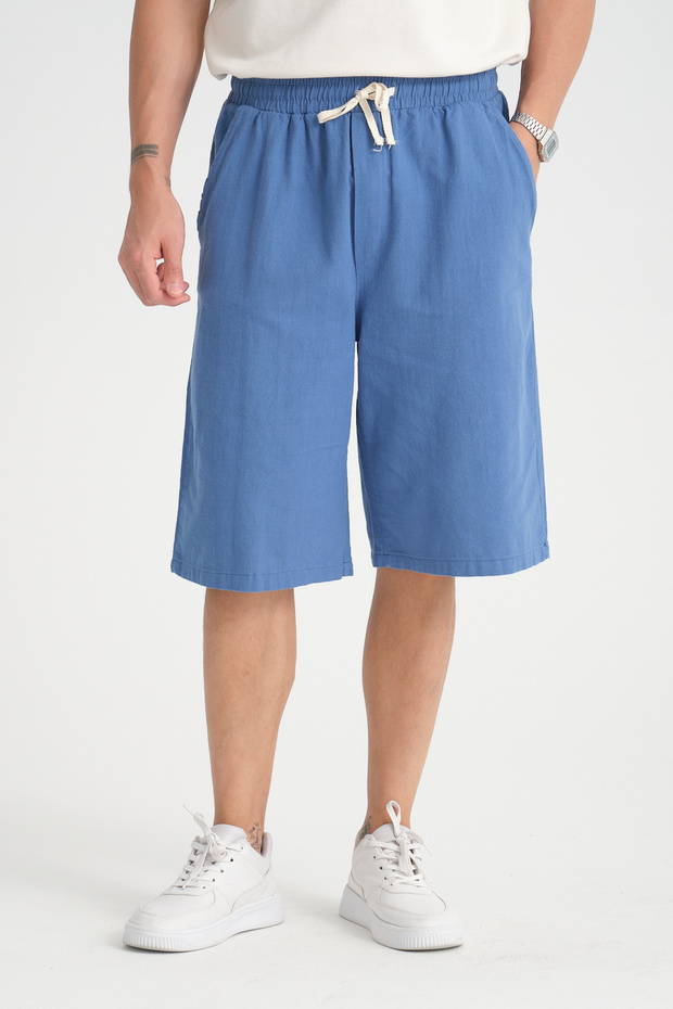 Men's baggy fit relaxed cut 100% cotton soft textured shorts capri
