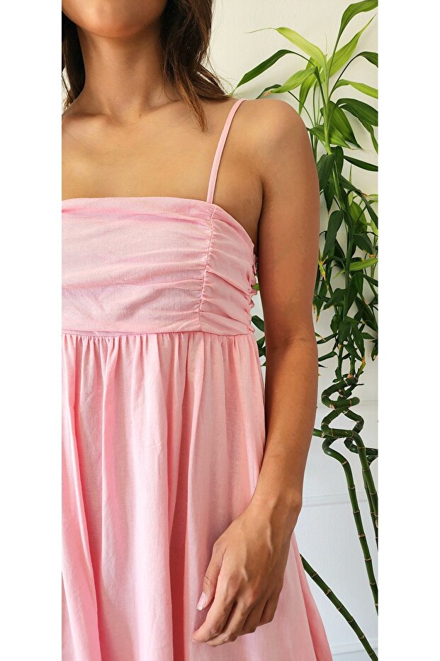 Λινό Φόρεμα Mini Size - 8