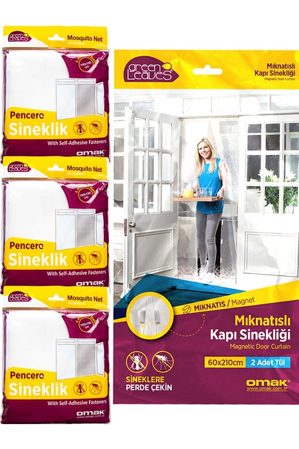 1 Adet Mıknatıslı Kapı Sinekliği 120x210 Cm + 3 Adet Pencere Sinekliği 150 x100 Sineklik Paketi - 1