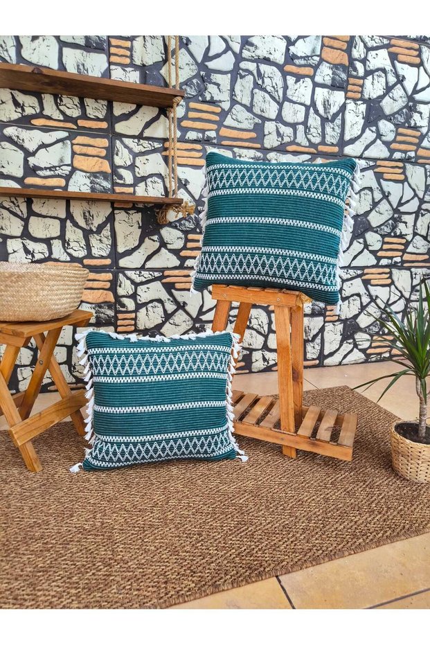 2-Piece Cotton Knitted Lace Knit Zippered Throw Pillow Cover