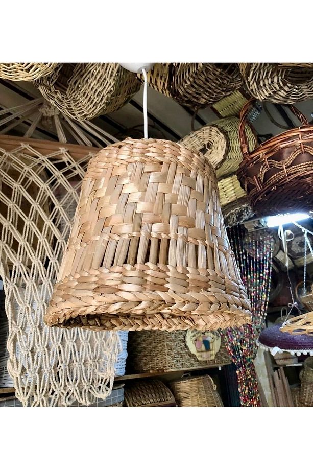 Hasır Bambu Rattan Avize 30cm İskandinav Bohem Rustik Avize Sarkıt-Salon Yatak Odası(duy Dahil ) - 2