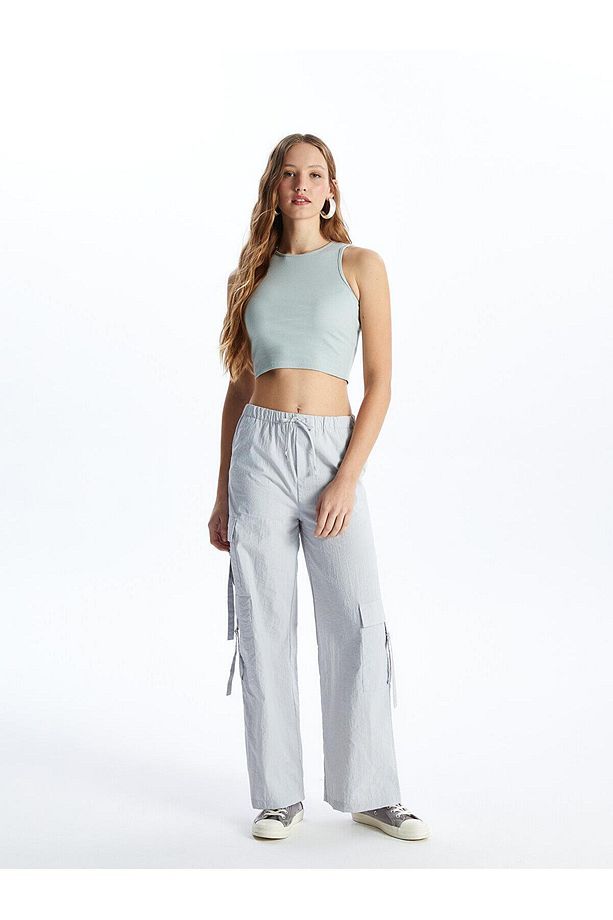 LCW Vision Kadın Bisiklet Yaka Düz Crop - 3
