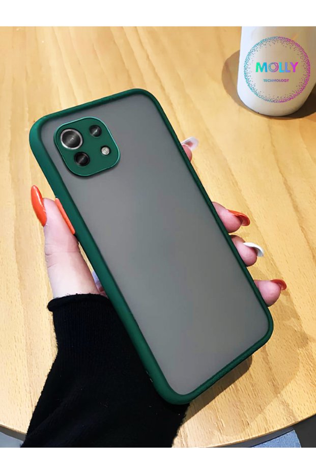 Edge Dark Green Color Frosted Transparent Silicone Case for Xiaomi Mi 11 Lite - Huskarl