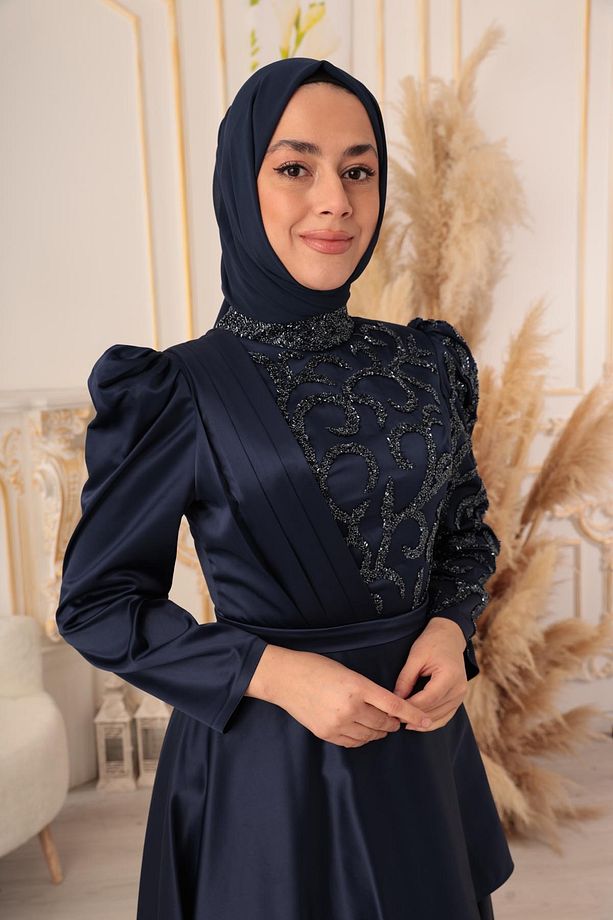YILDIZ ABİYE BELDEN AÇILMALI TEK KOLU VE ÖNÜ TAŞ DETAYLI TESETTÜR ABİYE K18085 - 7