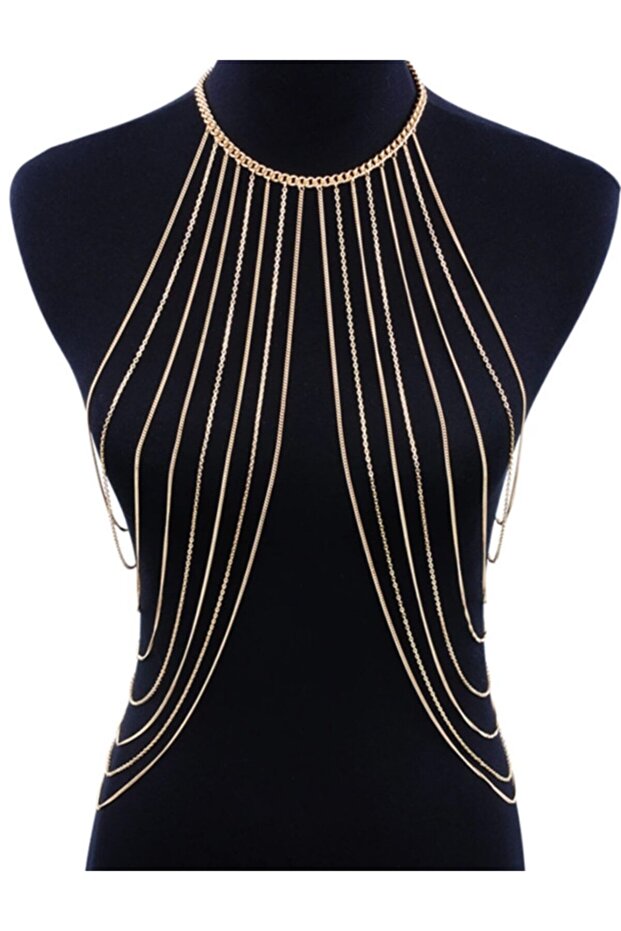 Altın Renk Evolution Model Vücut Büst Kolyesi - 1