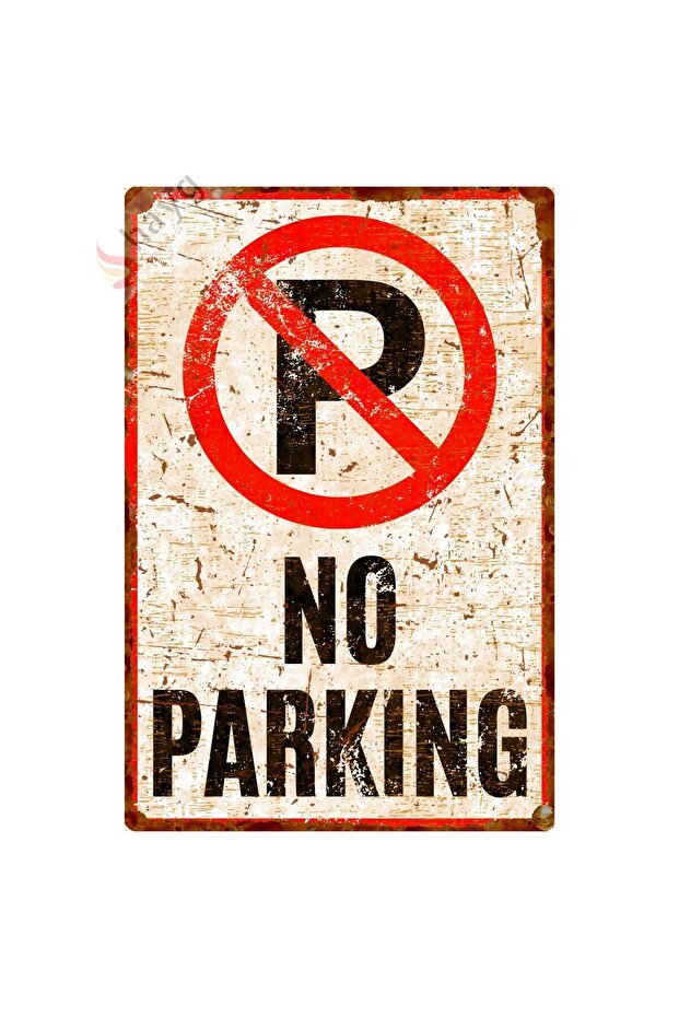 No Parking Rusty Look Metal Warning Sign - Parking Prohibited Vintage Tin Sign - 15cm X 22.5cm