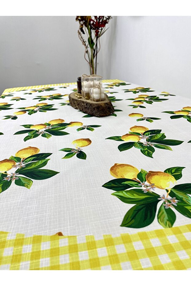 مفرش طاولة دائري منقوش بالليمون - 2