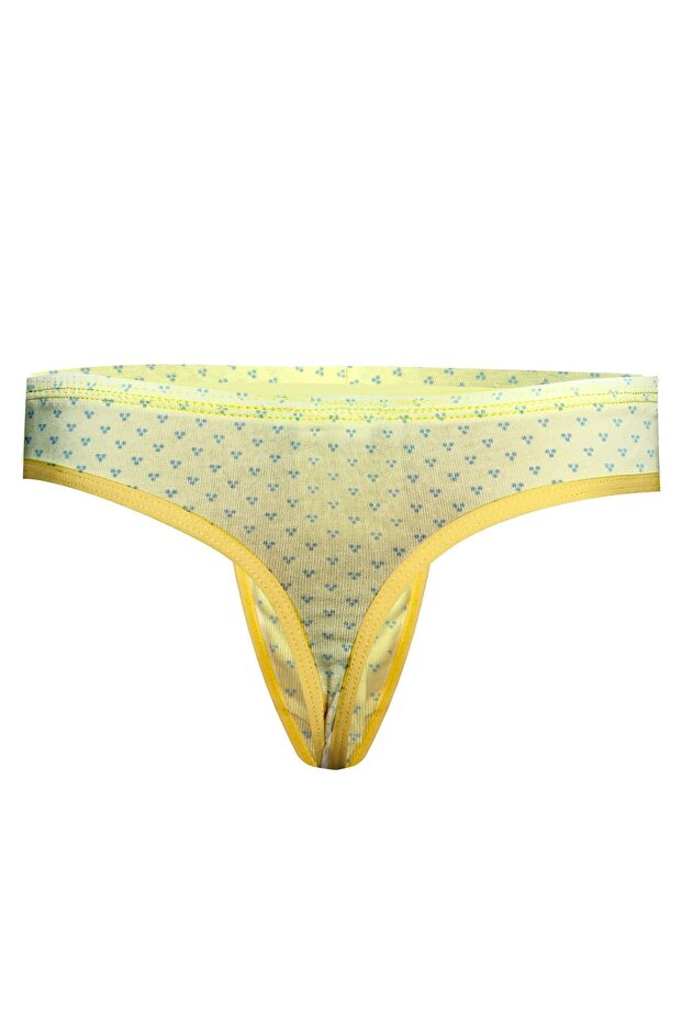 Erkek Desenli Sarı Pamuklu String - 2