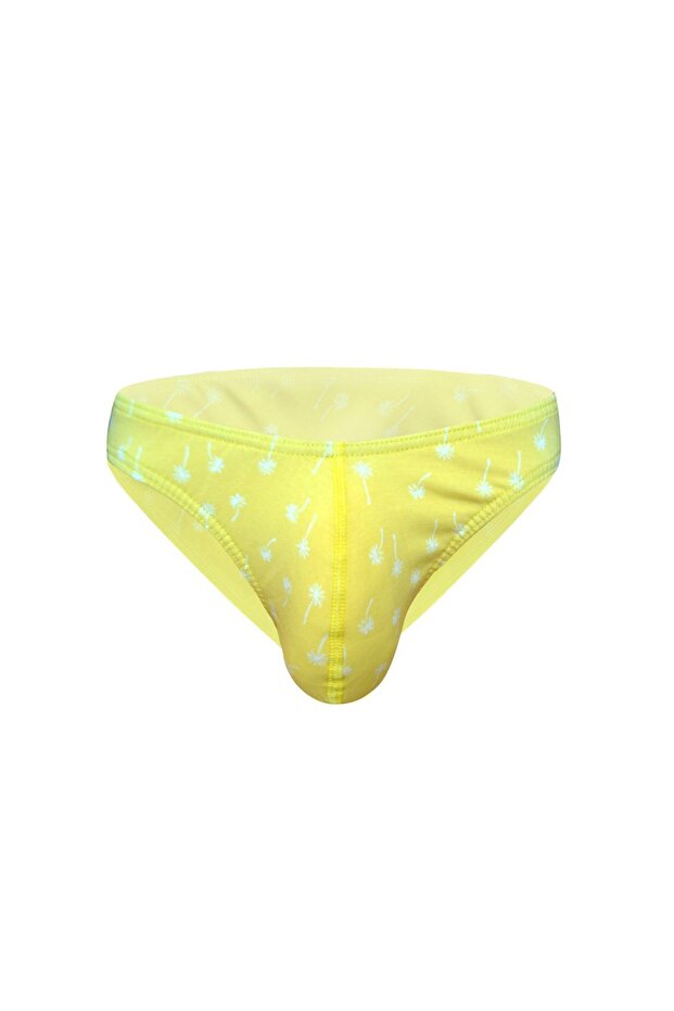 Men's Flower Patterned Yellow Slip Panties