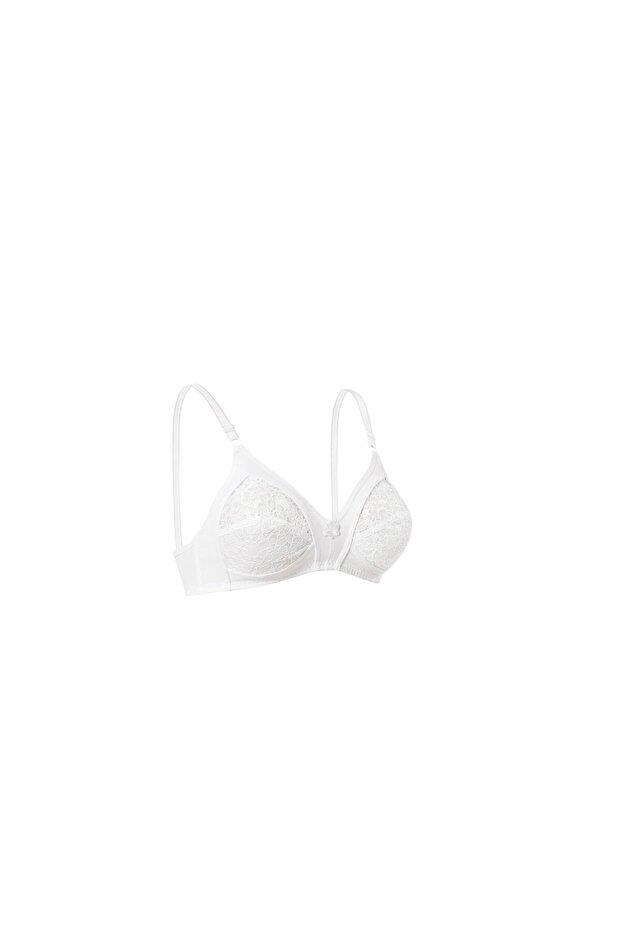Women's White Lace Gathering Bra