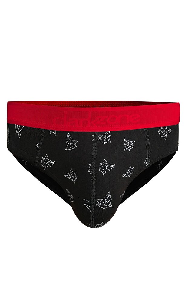 Men's Shark Patterned Black Cotton Slip - 1