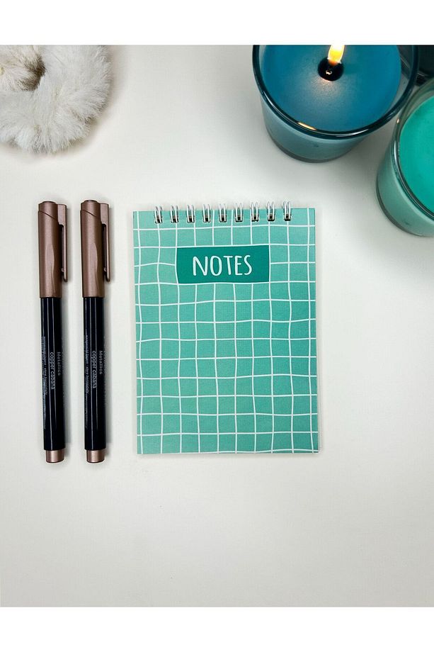 6'lı Defter Seti 10x13,5 cm Kareli Defter 40 Yaprak Üstten Spiralli Cep Defteri - 8