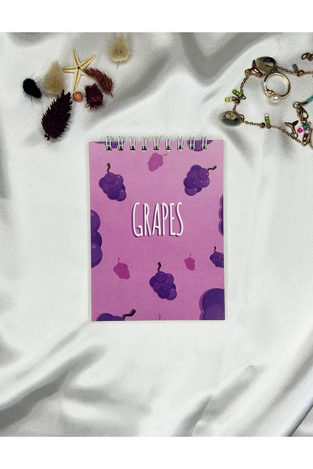 6'lı Defter Seti 10x13,5 cm Çizgisiz Defter 40 Yaprak Üstten Spiralli Cep Defteri Meyveler - 8