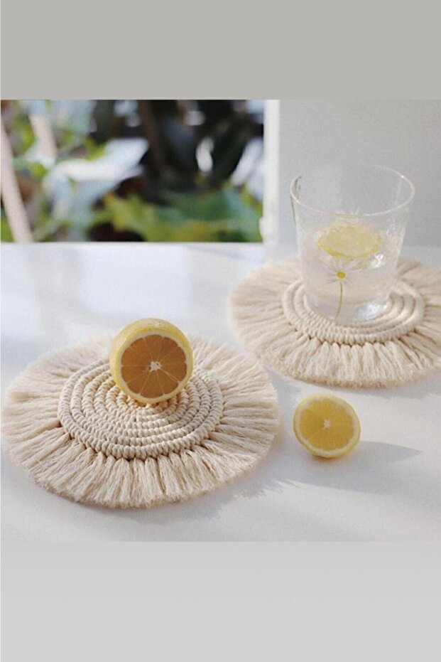 - 4 Macrame Cups & Candle Stands (4 Pieces)
