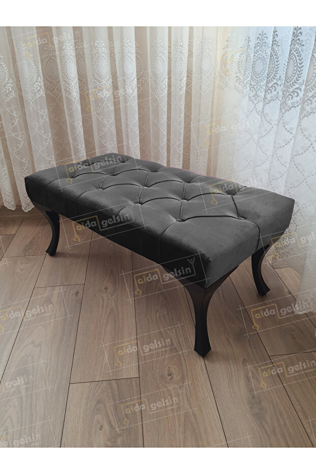 Kapitoneli Ayak Ucu Kapı Önü Antre Bench Puf Siyah Ayak (100*45) - 1