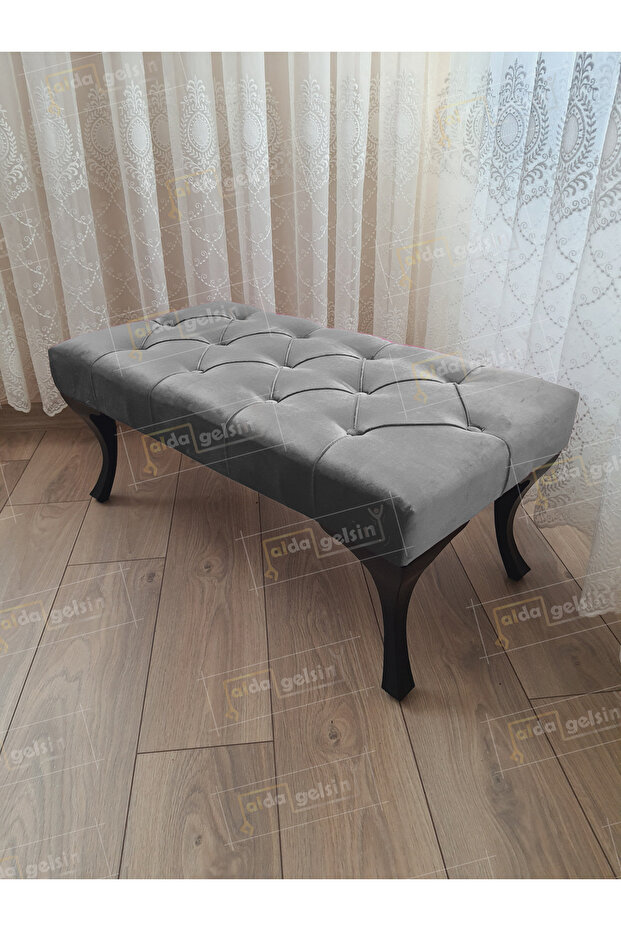 Kapitoneli Ayak Ucu Kapı Önü Antre Bench Puf Siyah Ayak (90*45) - 1
