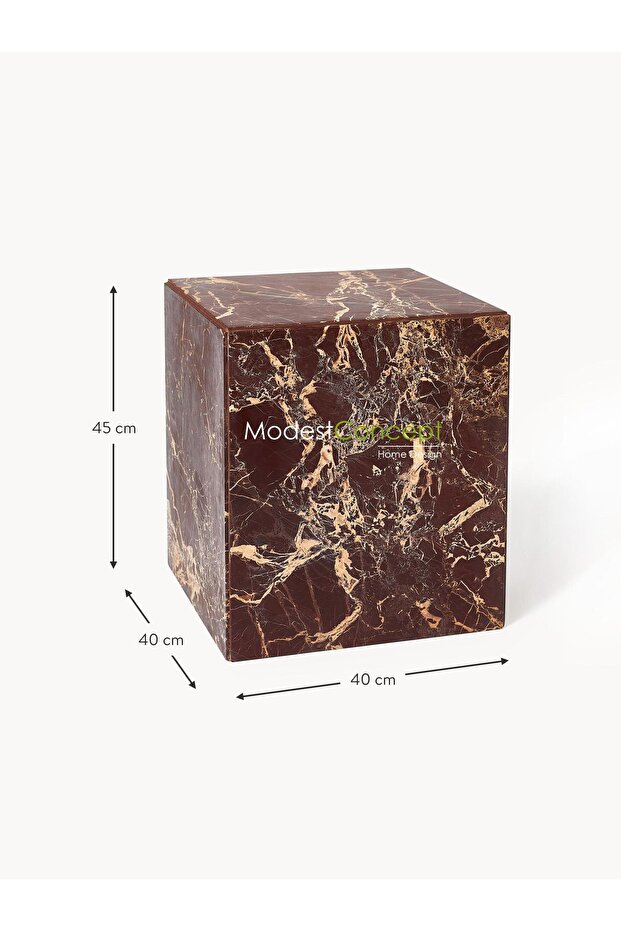 Doğal Vişne Mermer Orta Sehpa Rosso - 3