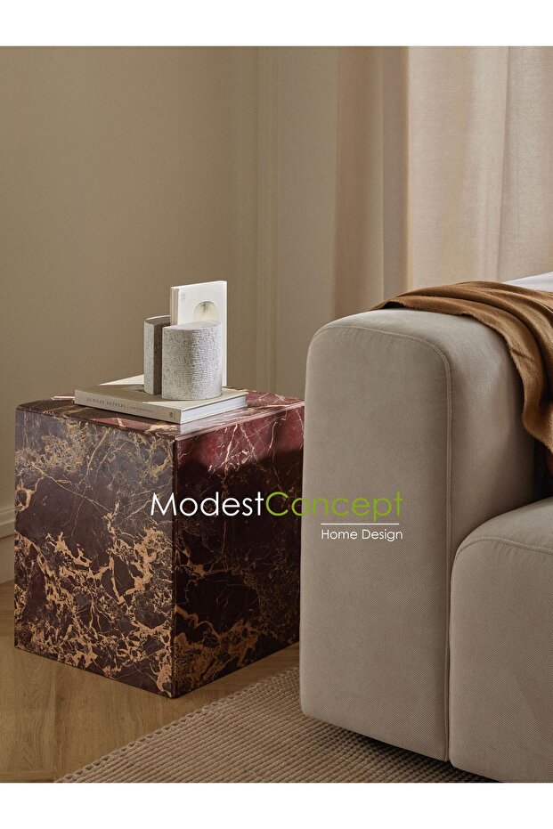 Doğal Vişne Mermer Orta Sehpa Rosso - 1