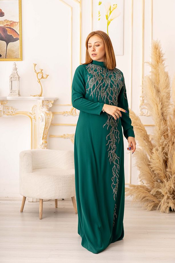 YILDIZ ABİYE BALIK MODEL TAŞ DETAYLI KREP KUMAŞ TESETTÜR ABİYE K5015 - 2