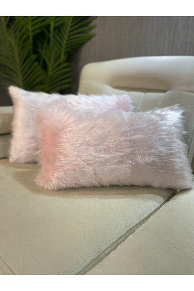 غطاء وسادة قطيفة مستطيل - بودرة - 2