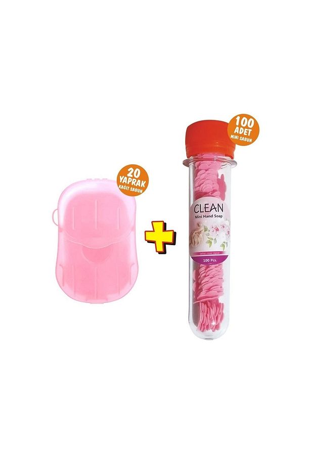 Pembe Kağıt Sabun + Özel Tüp Içinde Parfümlü Elde Eriyen Mini Kağıt Sabun - 1