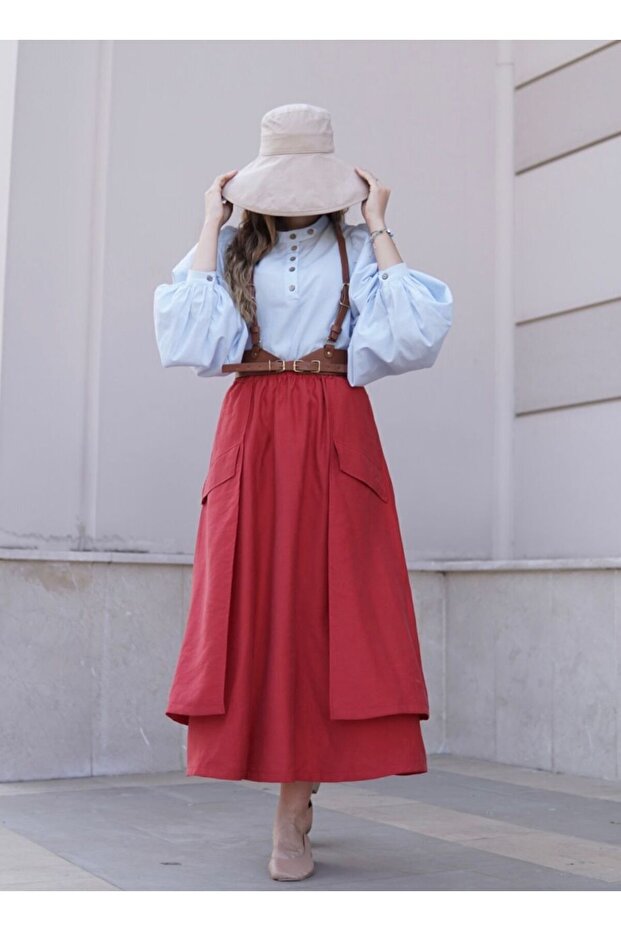 Kargo Cepli Kırmızı Etek - 2