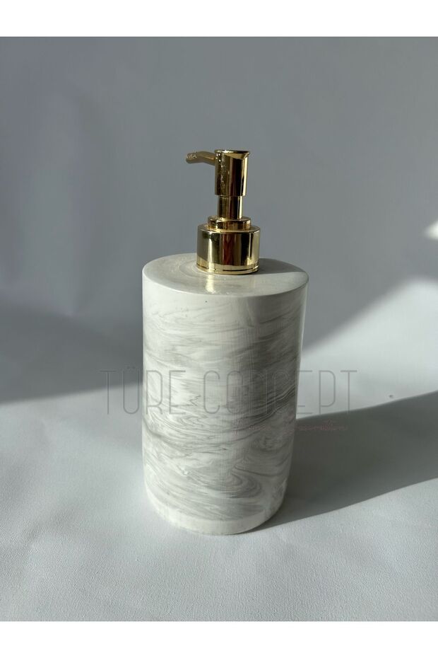 Marble patterned concrete liquid soap dispenser