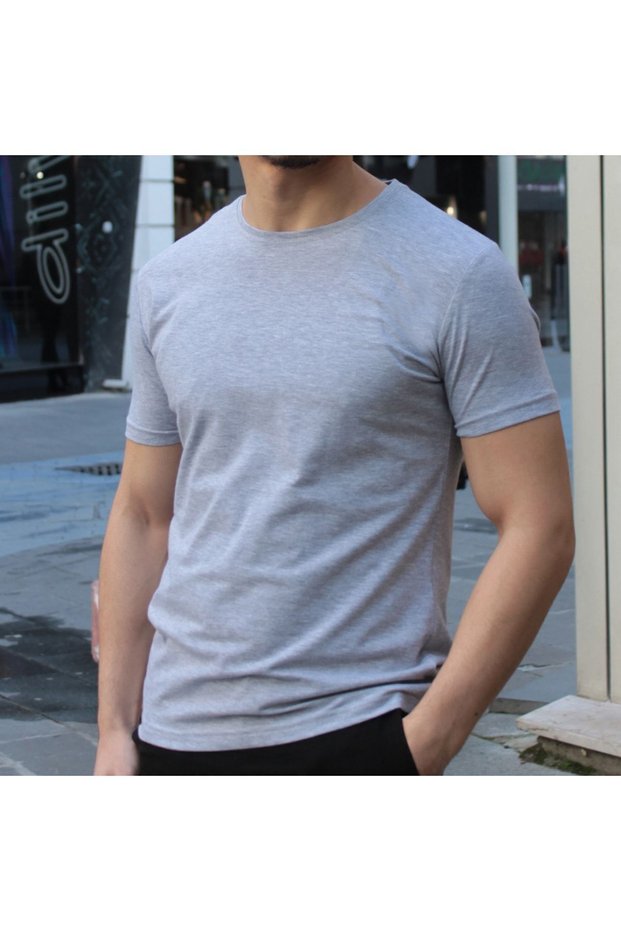 Men's Gray Crew Neck Slim Fit T-shirt
