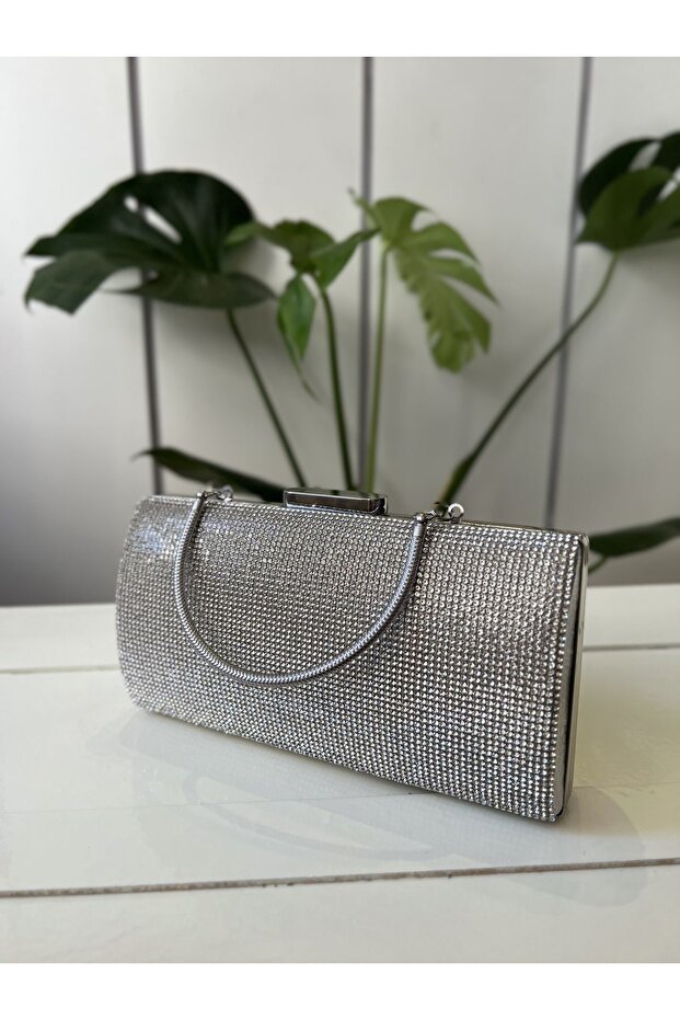 حقيبة فستان سهرة بحجر فضي - 1