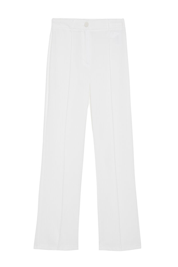 Bej Straight/Düz Kesim Yüksek Bel Nervür Dikişli Dokuma Pantolon TWOSS21PL0093 - 6