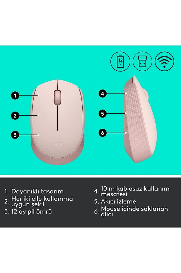 Kablosuz Pembe Mouse Pembe Kablosuz Mouse - 6