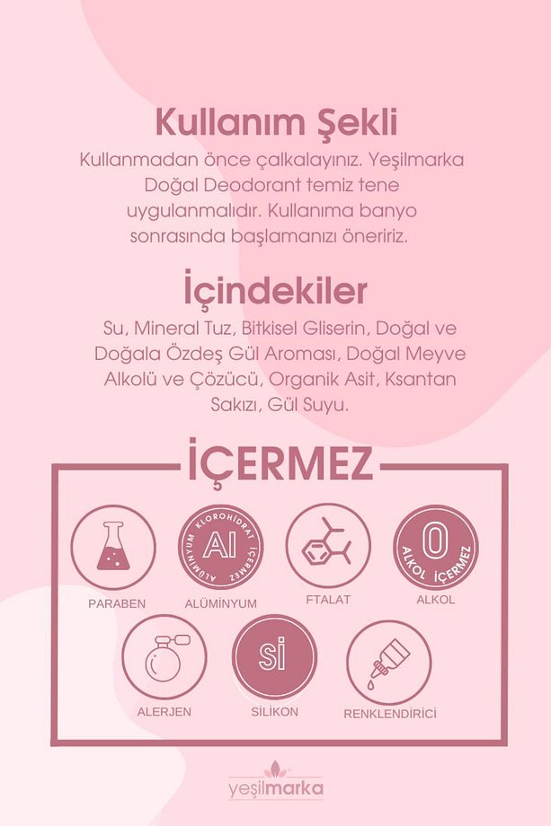 Doğal Roll On Gül Deodorant %100 Bitkisel Ve Vegan Ter Kokusu Önleyici - 6