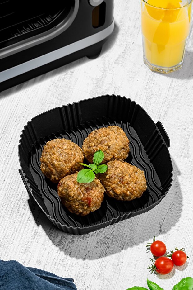 Square Silicone Baking Mold Air Fryer Mold Airfryer Accessory Compatible with All Fryers Black