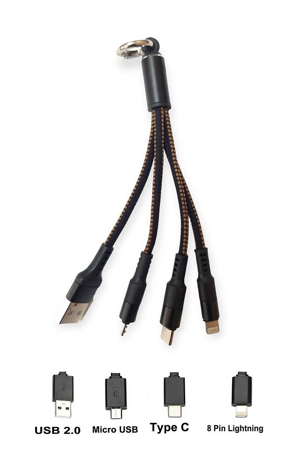 Araç Universal Tüm Telefonlara Uyumlu Type-c--Micro--Iphone--3in 1 Hızlı Çoklu Şarj Kablosu - 1