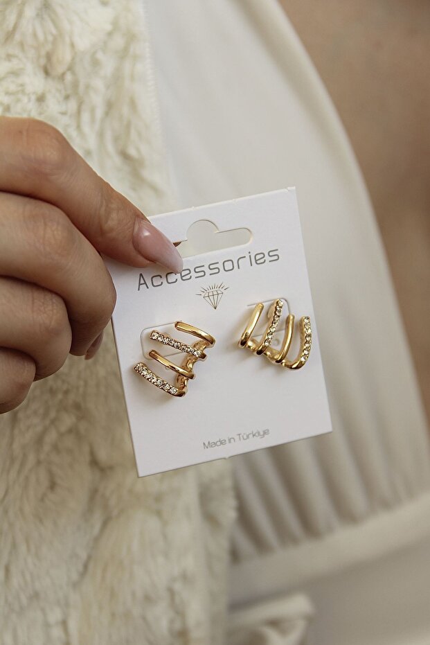 Gold stone women's design earrings