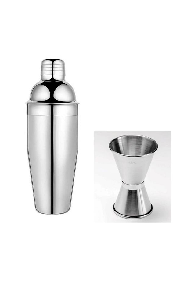 Shaker 350 ml Metal Süzgeçli Zicco Jigger 3/4.5 cl Kokteyl Ölçeği Seti Kokteyl Hazırlama Seti 2li - 1