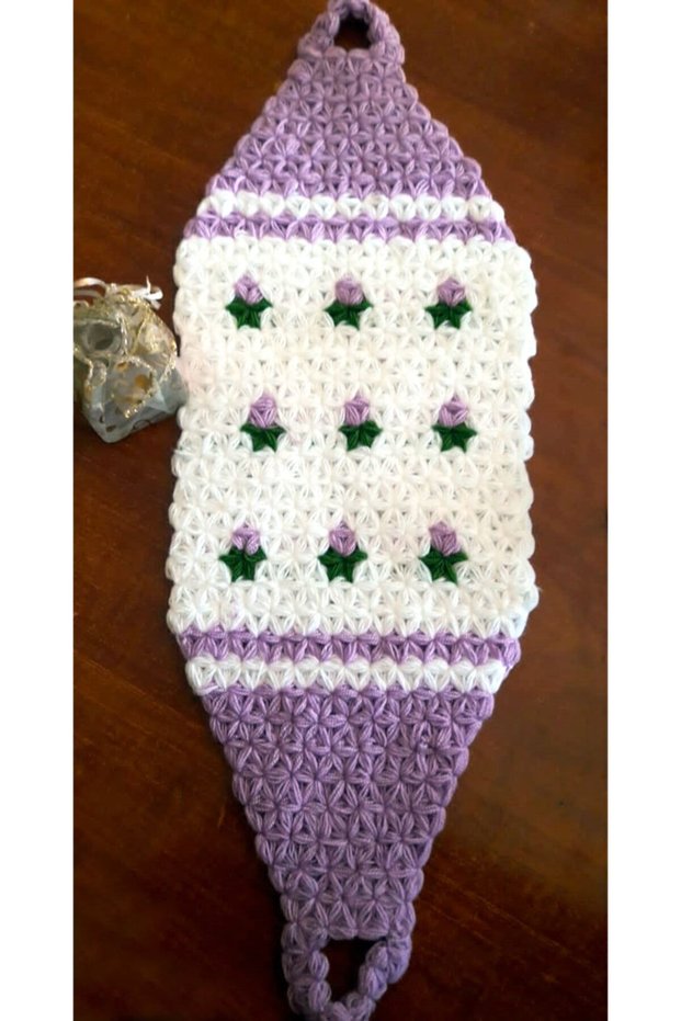 Hand Knitted Purple Floral Long Bath Loofah