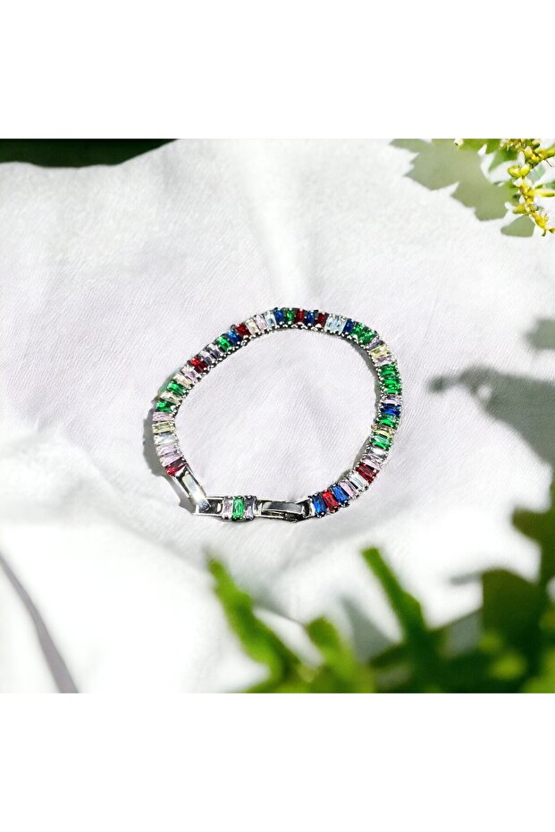 Steel Baguette Waterway Rainbow Bracelet