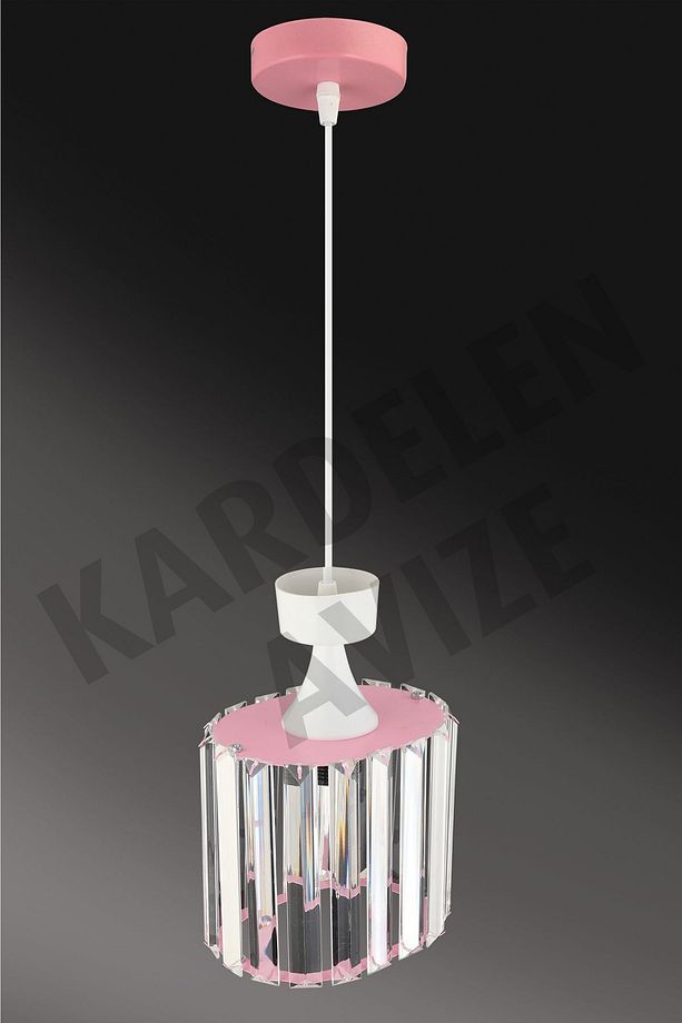 Pembe Tekli Sarkıt Kristal  Taşlı Aşağı Bakan Lüks Avize - 4