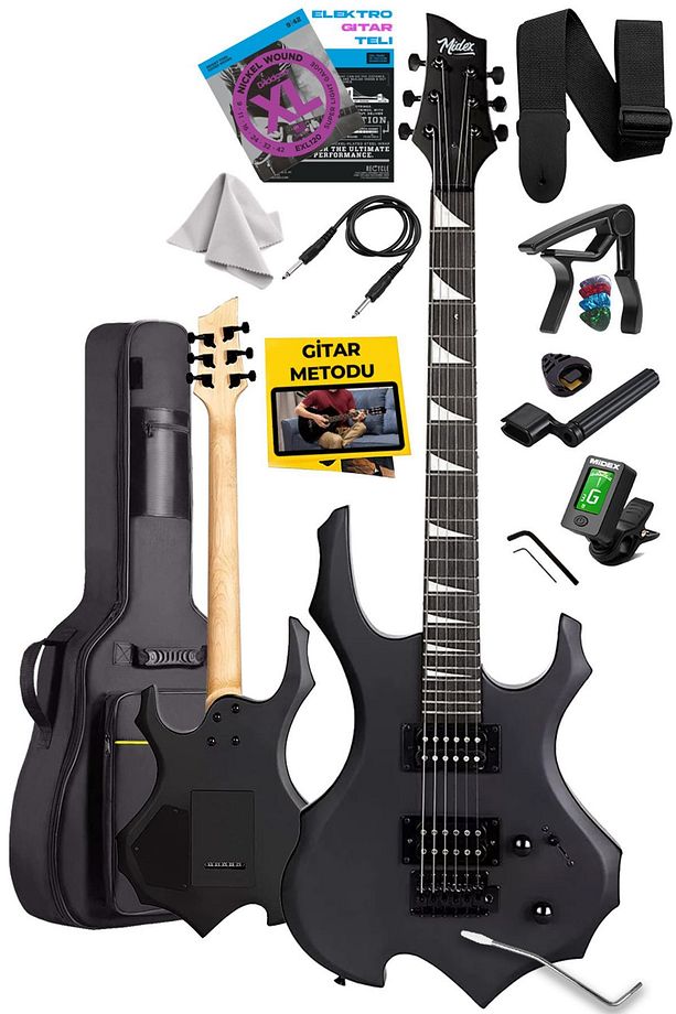 Force Masif Ağaç Üst Seviye Elektro Gitar H-h Profesyonel Full Set Aksesuarlı - 3