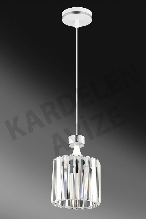 Krom Tekli Sarkıt Kristal  Taşlı Aşağı Bakan Lüks Avize - 2