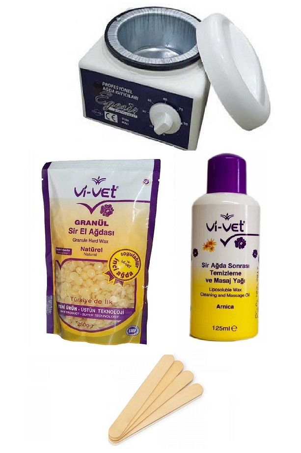 Naturel Soyulabilir Ağda Seti, Makine, granül Boncuk Ağda, Ağda Yağı - 1