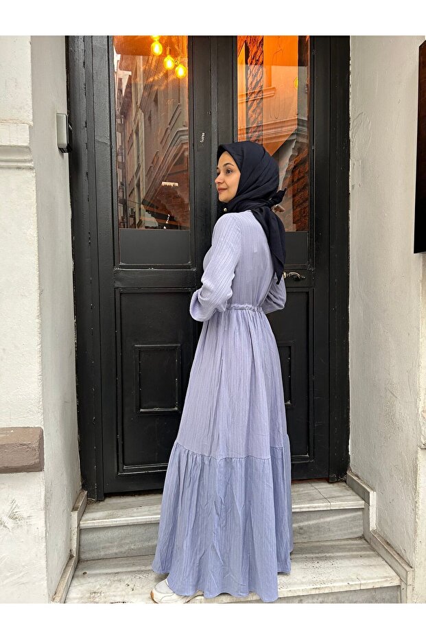 Beli Tünelli Düğmeli Elbise - 3