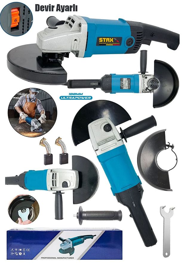 3500 W 180 mm Büyük Boy Devir Ayarlı Taşlama Makinesi Metal Kesme Spiral Jet Taşı - 1