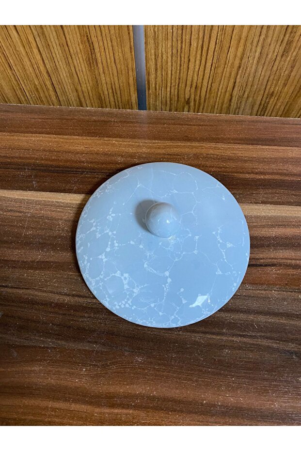 Sky Blue Ceramic Trash Can - Single, Marble Patterned Lid