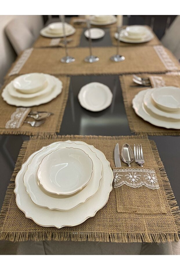 Lace Laced Jute Runner X 6-Piece Supla Set