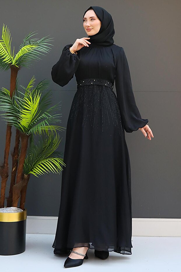 Black Stone Detailed Janjan Dress