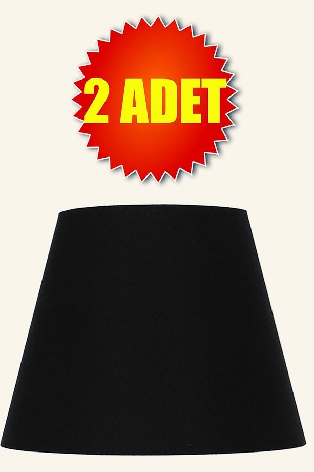 Siyah Konik Başlık 2 Adet Kumaş Lambader Şapka Çap 35 cm AB870 - 1