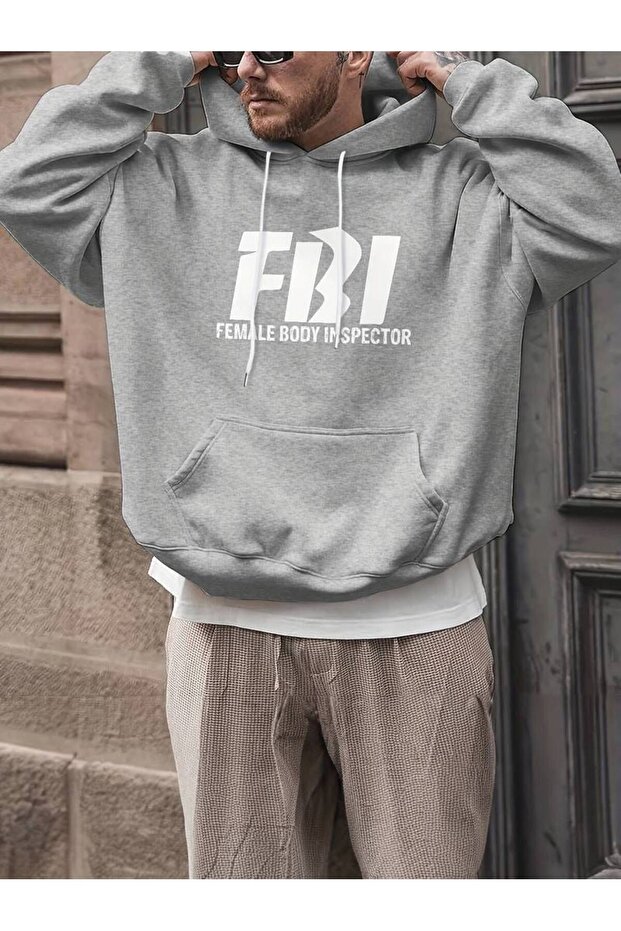 Unisex FBI Printed Hooded Oversized Sweatshirt Hoodie