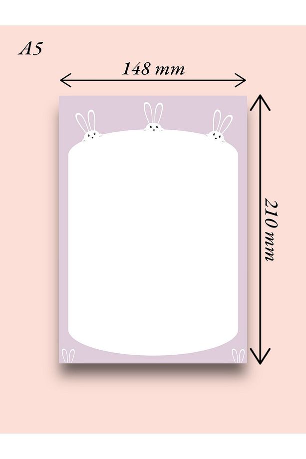 A5 Lila Tavşan Desenli Notepad - Not Defteri - Bloknot - 2